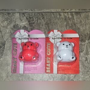 Beary Cute Lip Balm Set - Vanilla & Cherry Flavored BNIB